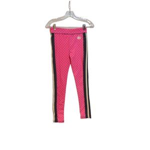 BODY GLOVE Pink Black Polka-dots Black-White Side Stripes Leggings Girls 10